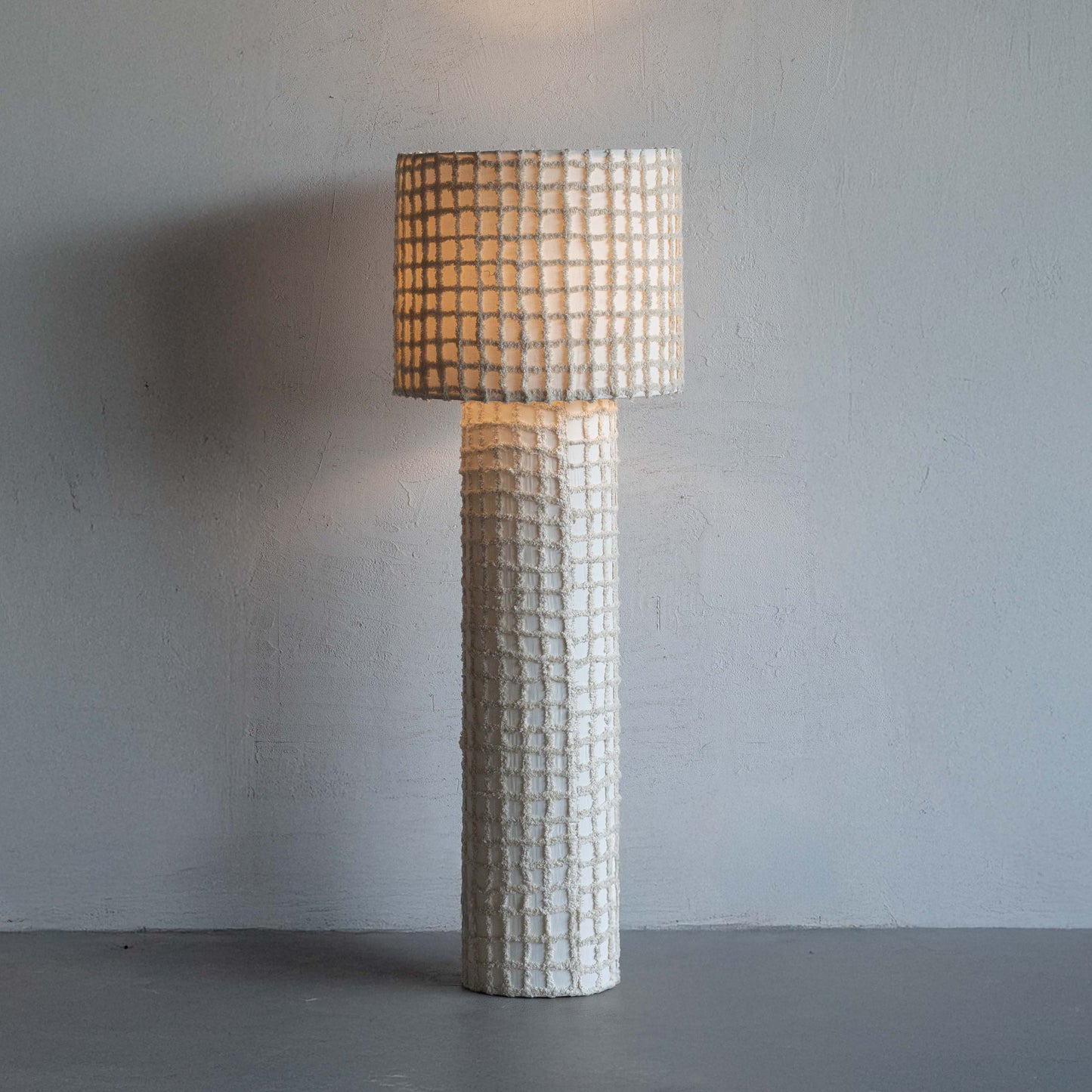 Elaris White Texture Fabric Floor Lamp