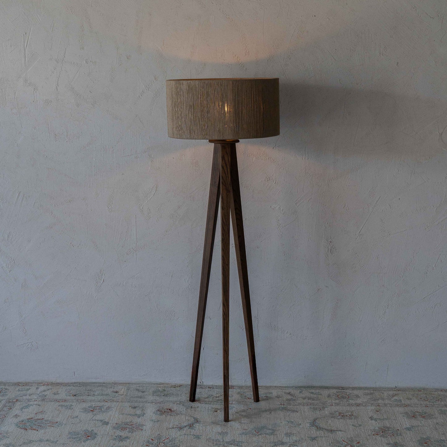 Lunar Solid Wood & Jute Shade Tripod Floor Lamp