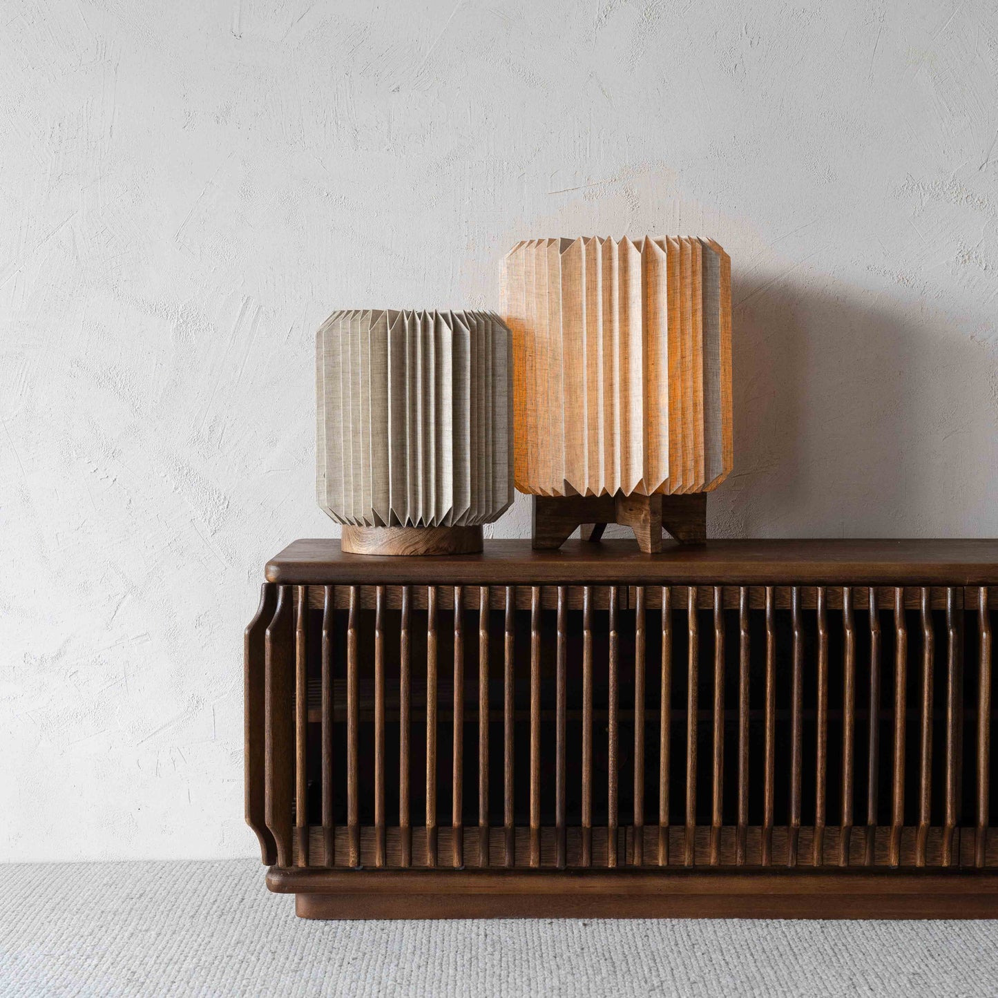LumiCraft Origami Wooden Base Fabric Shade Modern Table Lamp