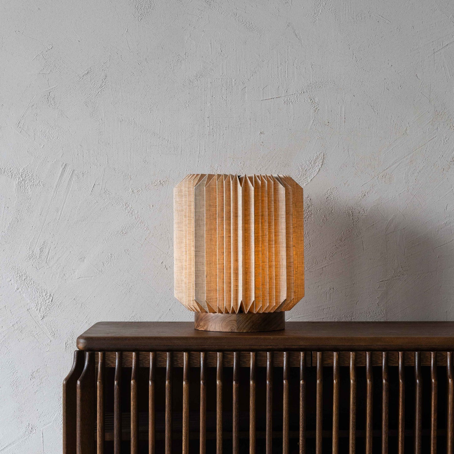 LumiCraft Origami Wooden Base Fabric Shade Modern Table Lamp