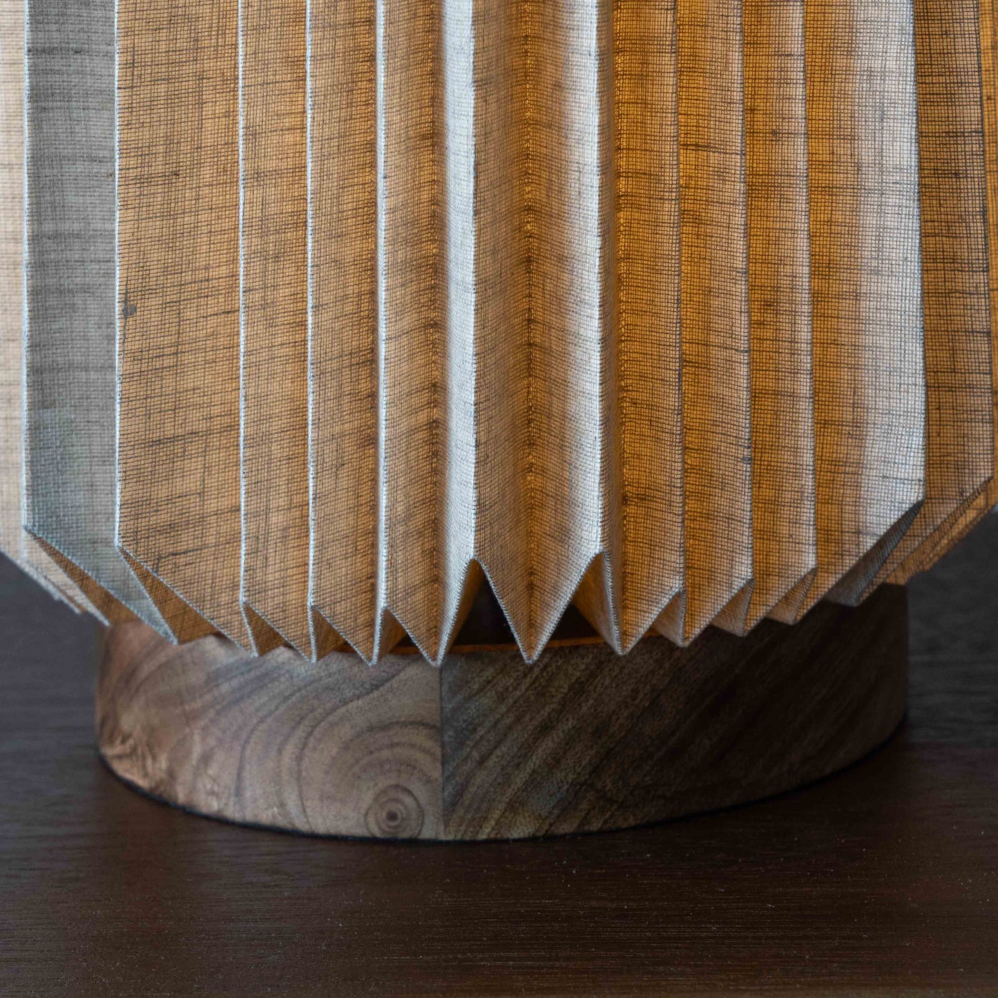 Sands of Light Origami Wooden Base Fabric Shade Modern Table Lamp