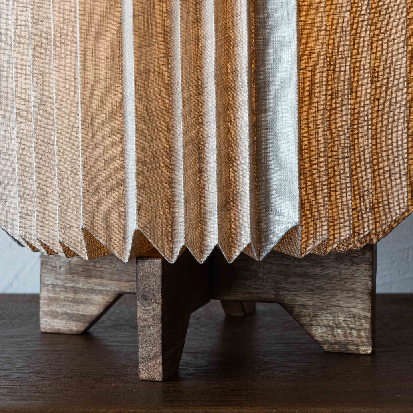 Sands of Light Origami Wooden Base Fabric Shade Modern Table Lamp