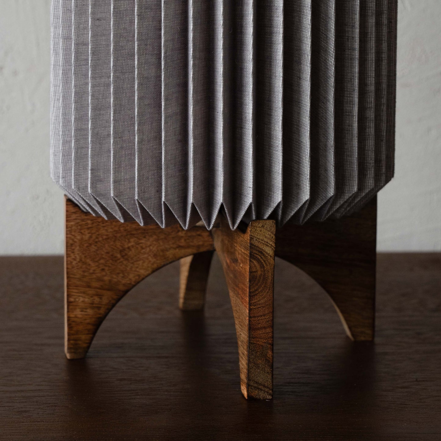 Sands of Light Origami Wooden Base Fabric Shade Modern Table Lamp