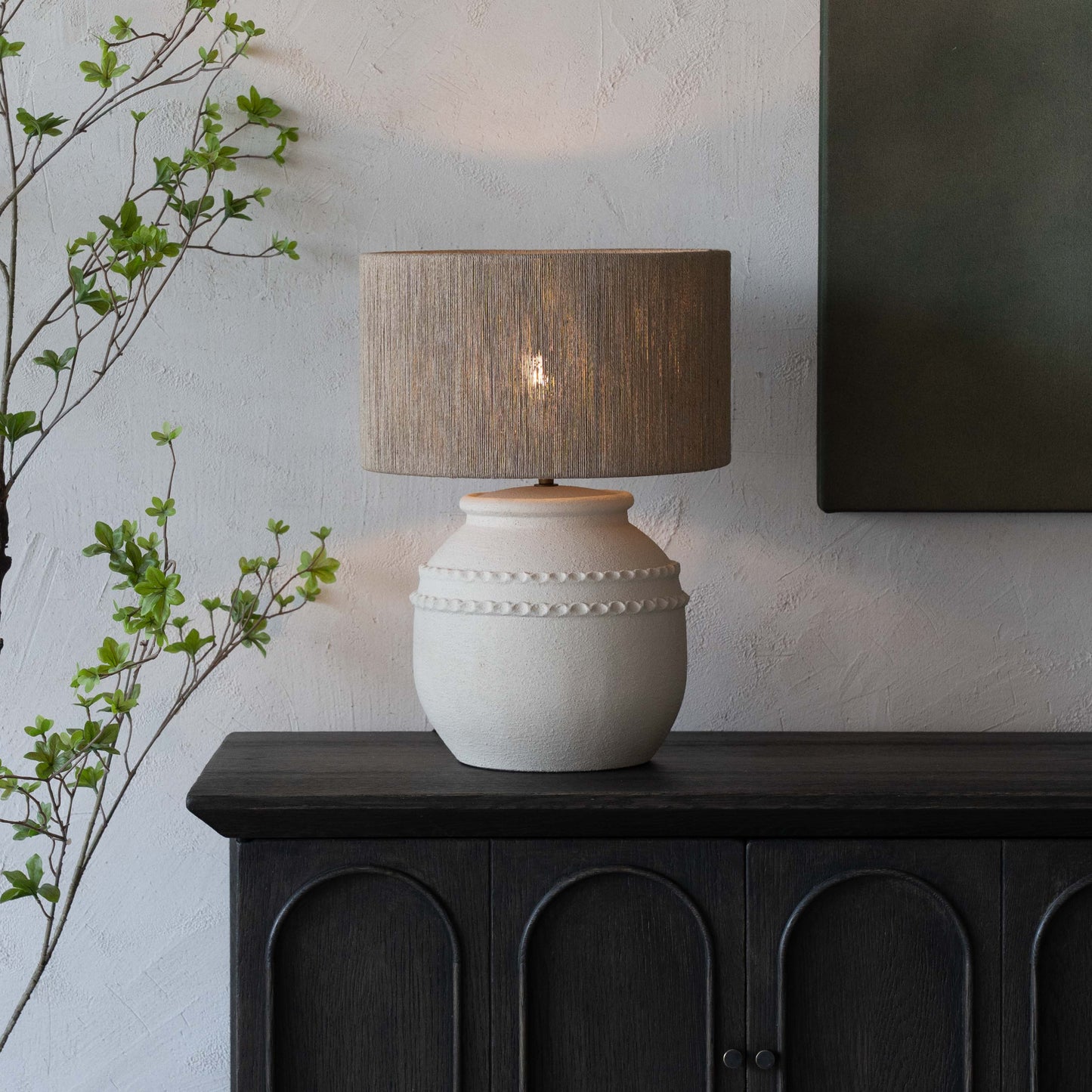 Solana Cement Pot Base Jute Shade Wabi Sabi Table Lamp - CT-457