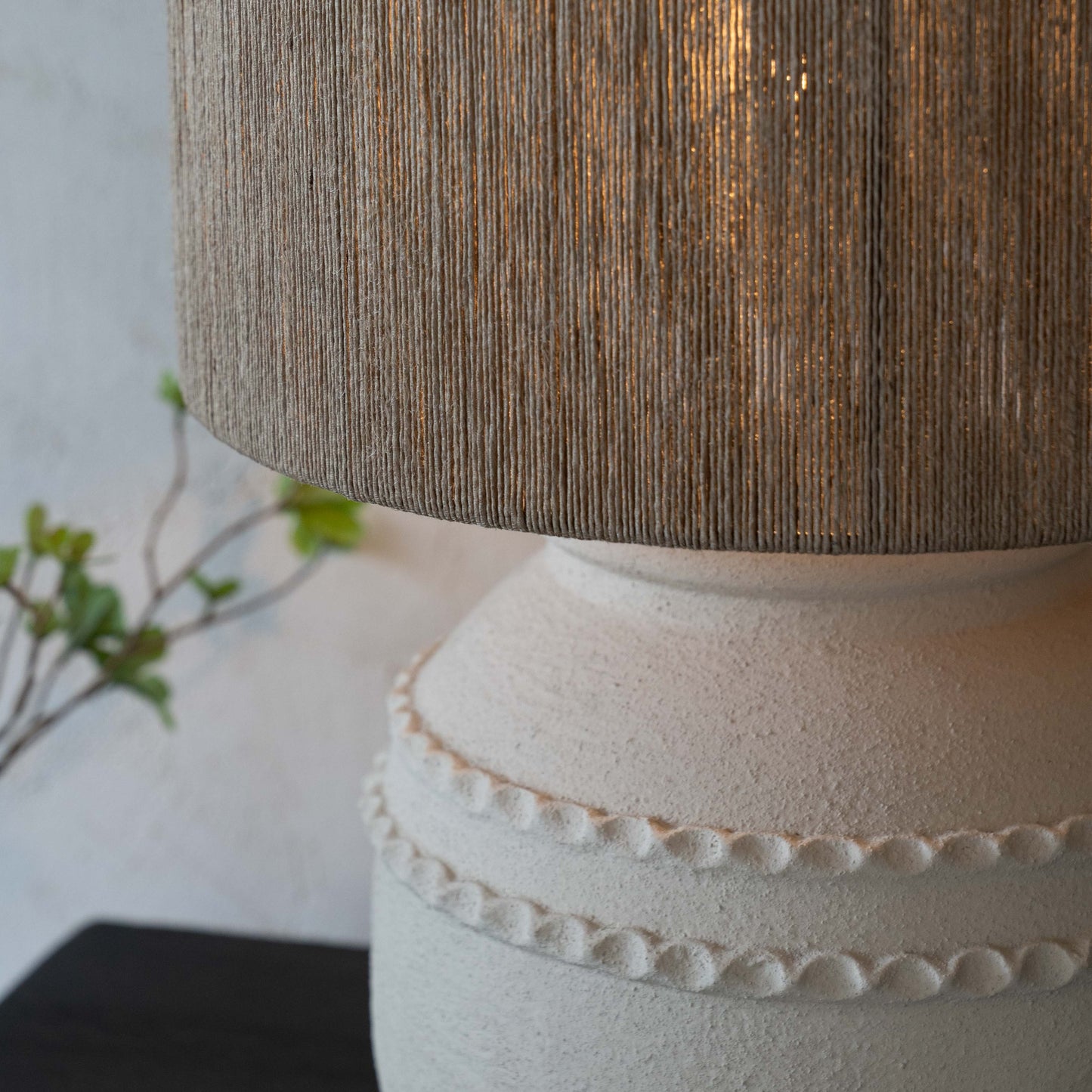 Solana Cement Pot Base Jute Shade Wabi Sabi Table Lamp - CT-457