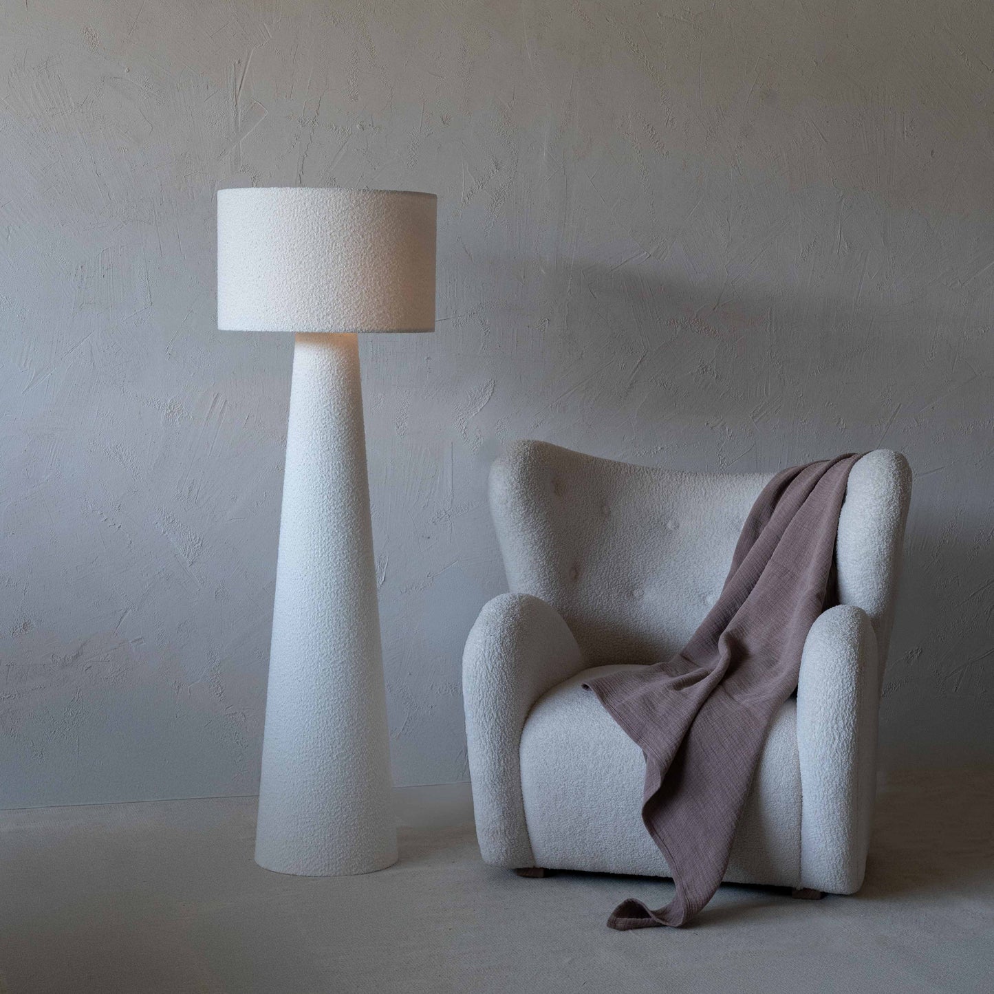 Pollux White Boucle Floor Lamp
