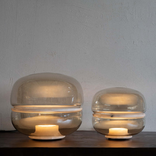 Eira Natural Marble & Glass Modern Onyx Table Lamp