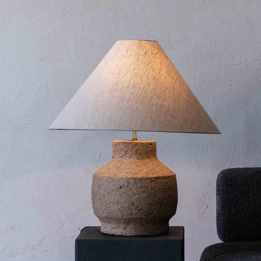 Luna Bloom Rustic Paper Mâché Artisan Table Lamp - Big 88562 A