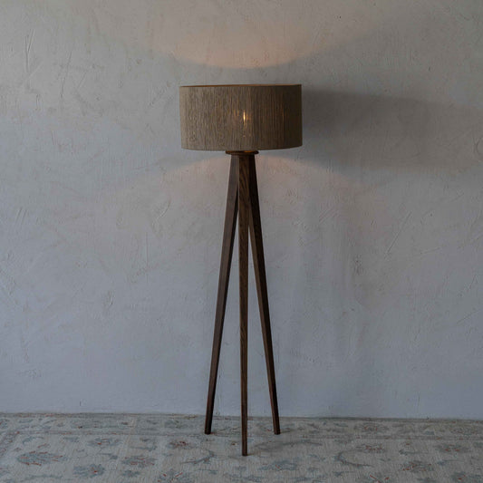 Lunar Solid Wood & Jute Shade Tripod Floor Lamp