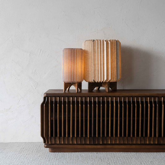 Sands of Light Origami  Wooden Base Fabric Shade Modern Table Lamp