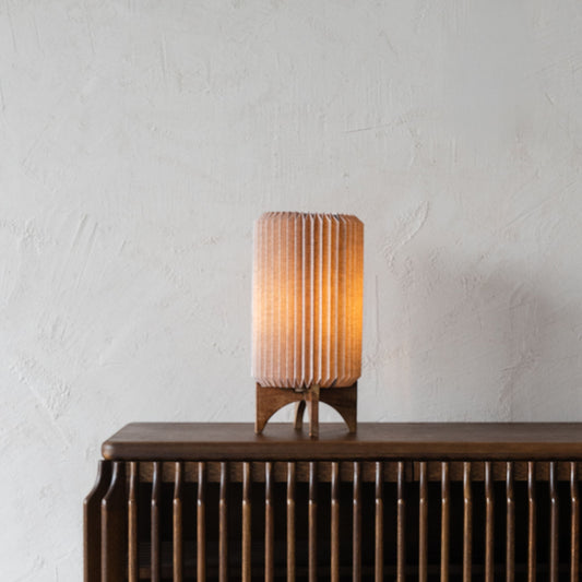 Sands of Light Origami  Wooden Base Fabric Shade Modern Table Lamp