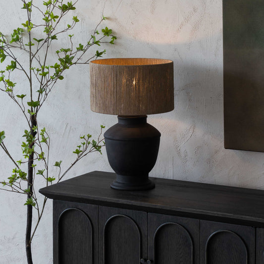 Lume Cement Pot Base Jute Shade Wabi Sabi Table Lamp - CT-594