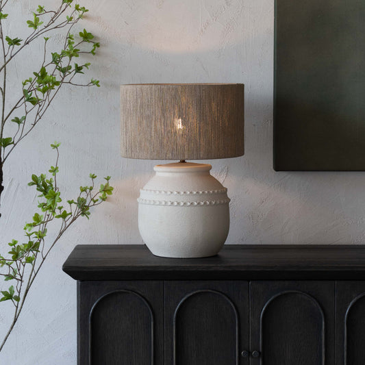 Solana Cement Pot Base Jute Shade Wabi Sabi Table Lamp - CT-457