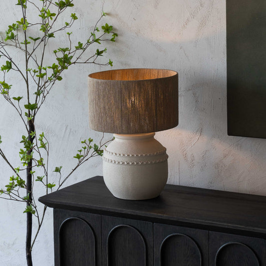 Solana Cement Pot Base Jute Shade Wabi Sabi Table Lamp - CT-457