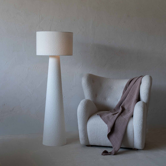 Pollux White Boucle Floor Lamp
