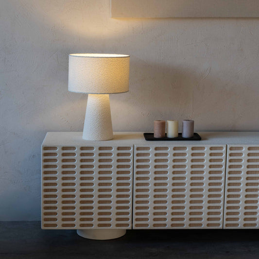 Pollux White Boucle Modern Table Lamp