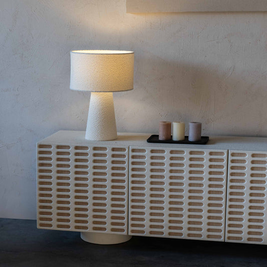 Pollux White Boucle Modern Table Lamp